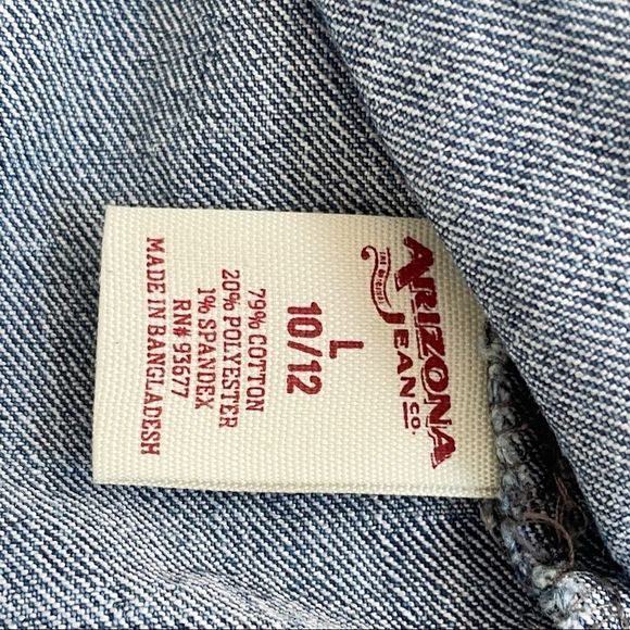 Arizona Jean Company Girls Button Closure Crop Denim Jean Jacket Size L 10/12 - Picture 11 of 12